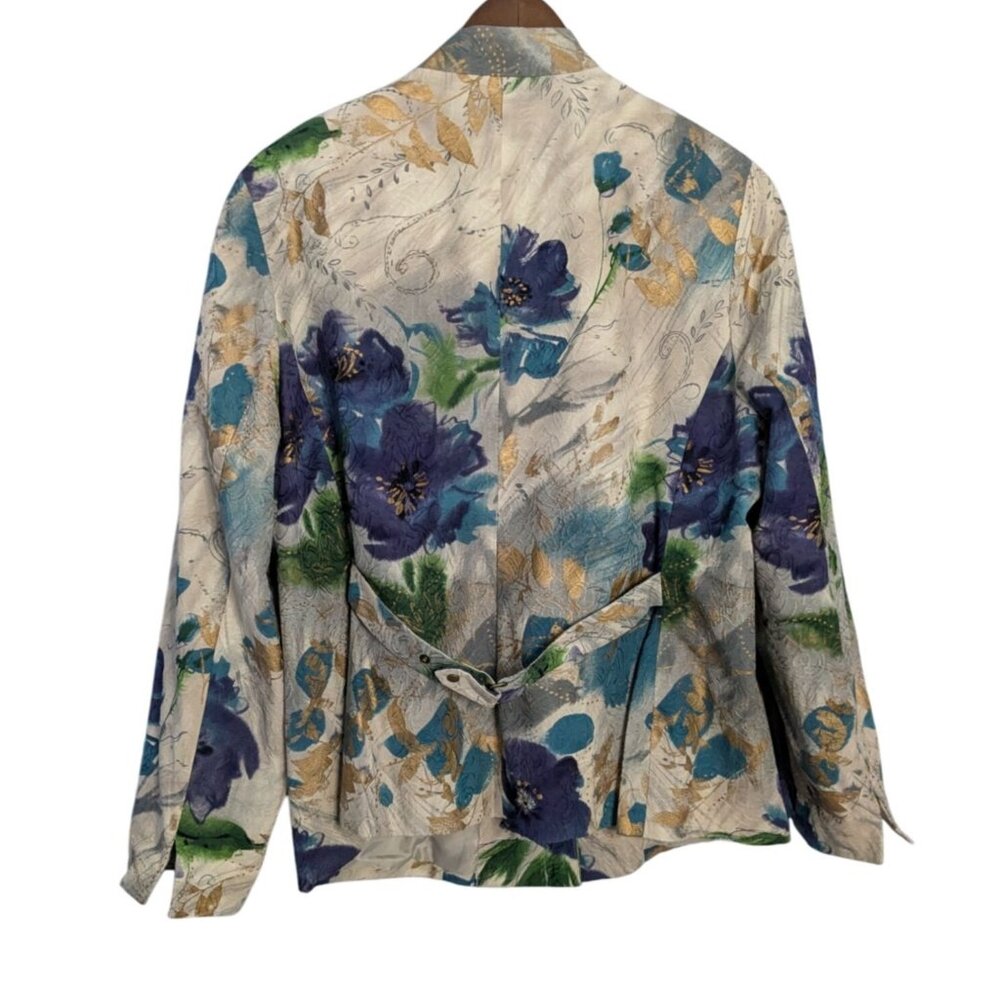 Coldwater Creek 18W Floral Print Blazer Jacket Floral Art to Wear - Picture 2 of 16